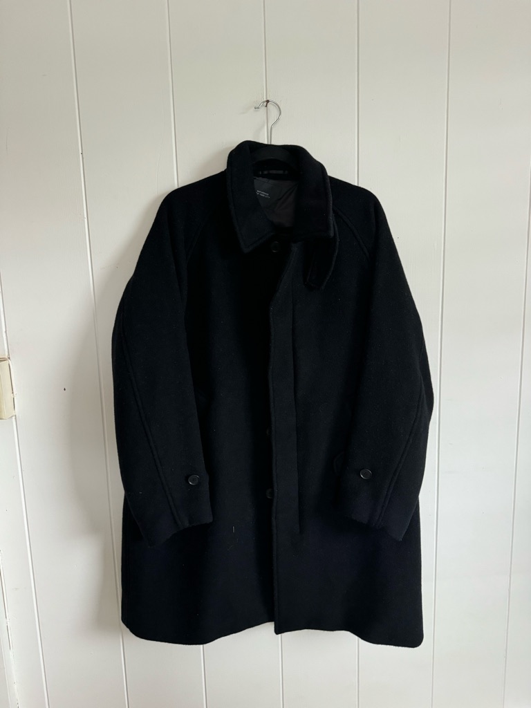 Saturdays Ny Men's Medium Black Wool 80% Trench Coat